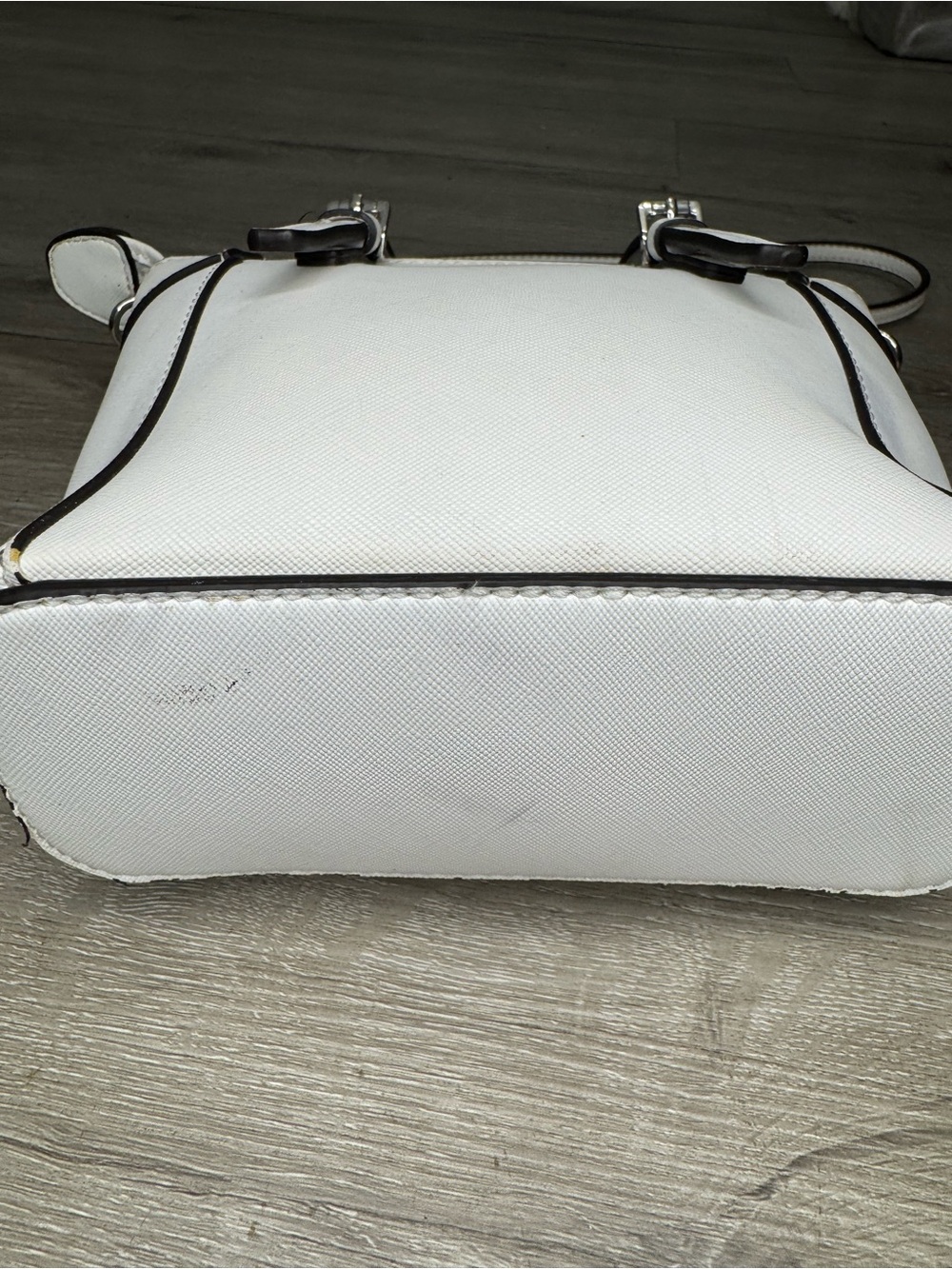 GUESS White Crossbody Satchel with Silver-Tone Logo Charm - Picture 8 of 10